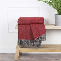 Anna Pure Wool Throw Claret Red & Grey by Biggie Best